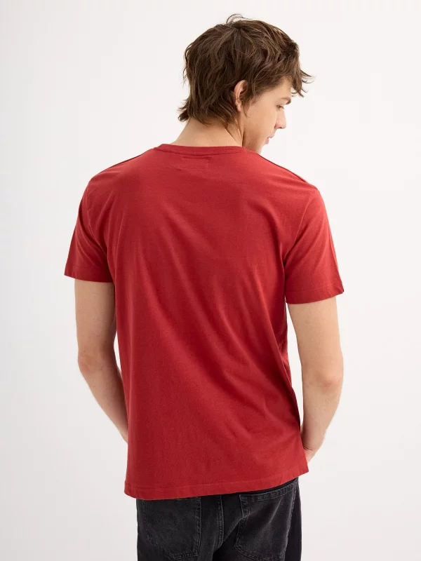 Short sleeve t-shirt Collect moments brick red middle back view