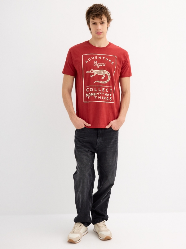 Short sleeve t-shirt Collect moments brick red general front view