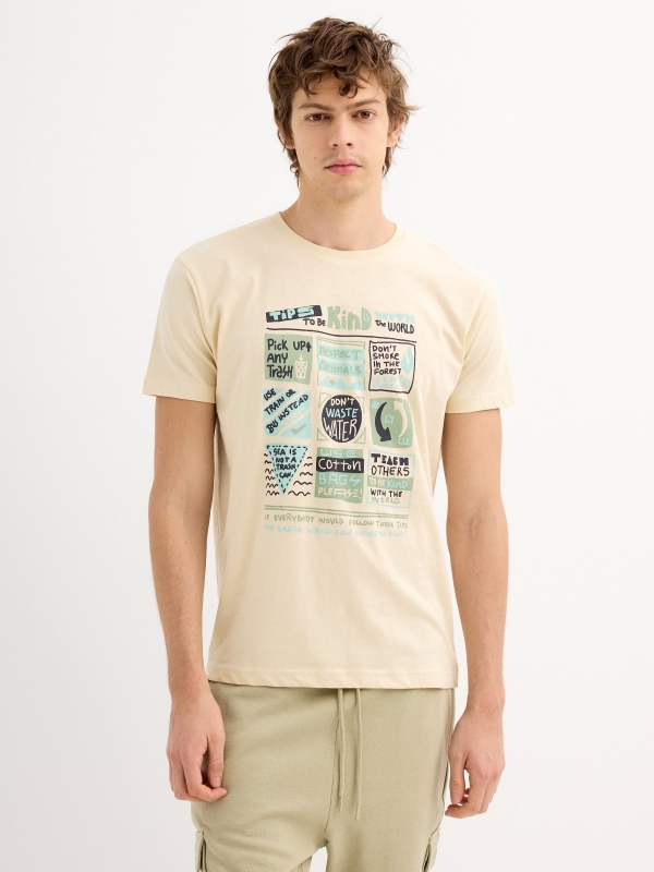 Short sleeve graphic t-shirt sand middle front view