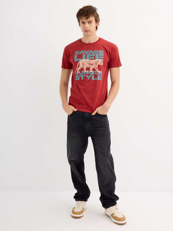 Short sleeve Savage t-shirt brick red general front view