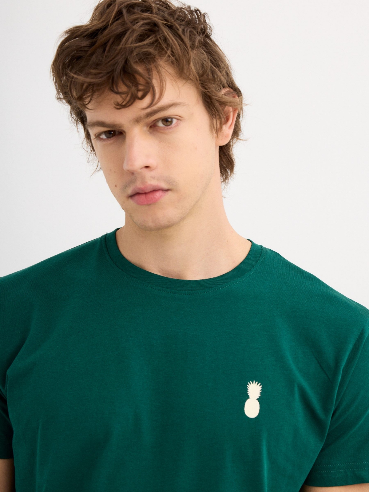 Camiseta de manga curta Pineapple verde escuro vista detalhe