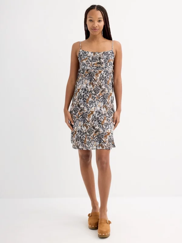 Vestido mini animal print multicolor vista general frontal