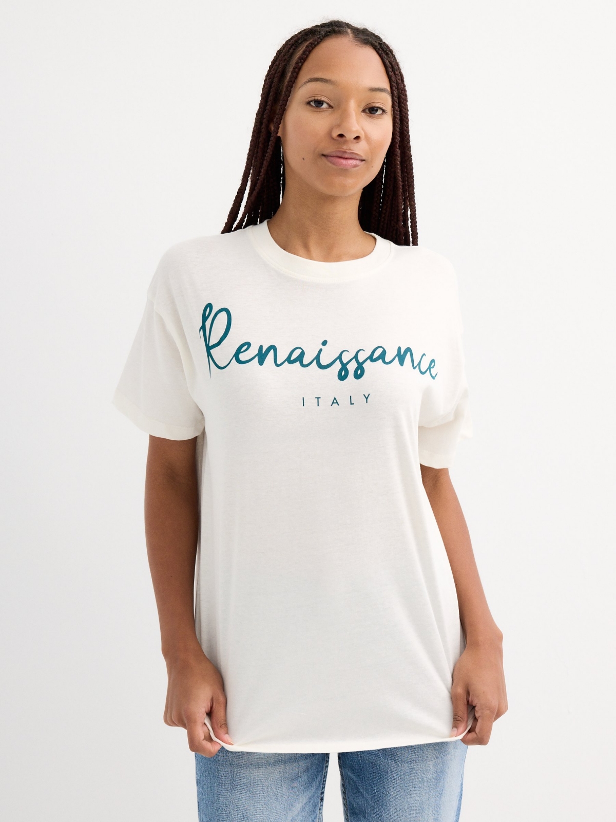 Short sleeve Positano t-shirt off white middle front view