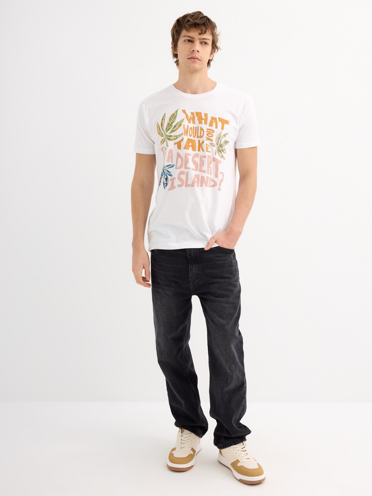 Desert Island short sleeve t-shirt white general front view