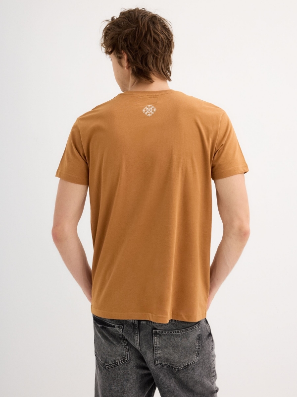 Short sleeve t-shirt Cosmic Harmony light brown middle back view