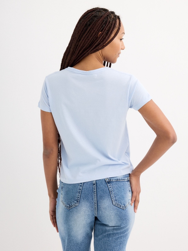 Short sleeve crop top Content Creator light blue middle back view