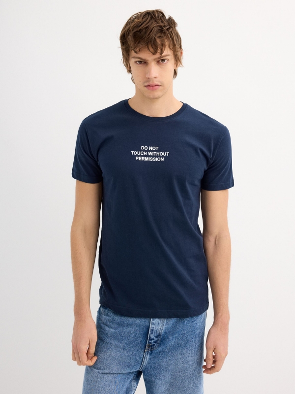 Short sleeve t-shirt Don't Touch navy middle front view