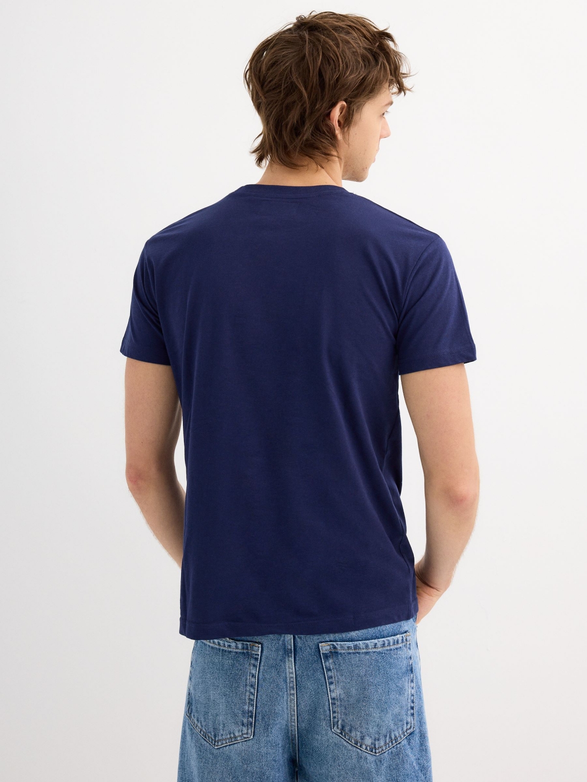 Desert Island short sleeve t-shirt navy middle back view