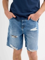 %Pto% Bermudas denim straight desgastes azul