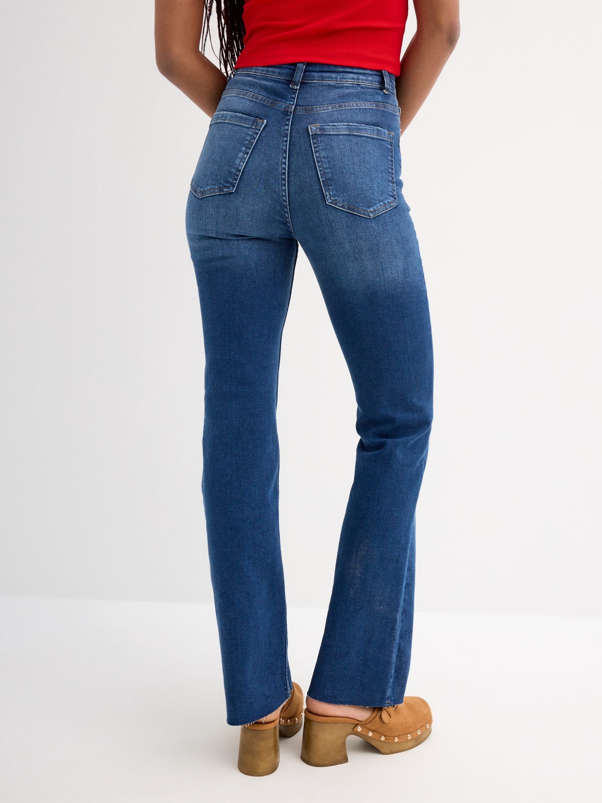 Dark blue flare jeans dark blue middle back view