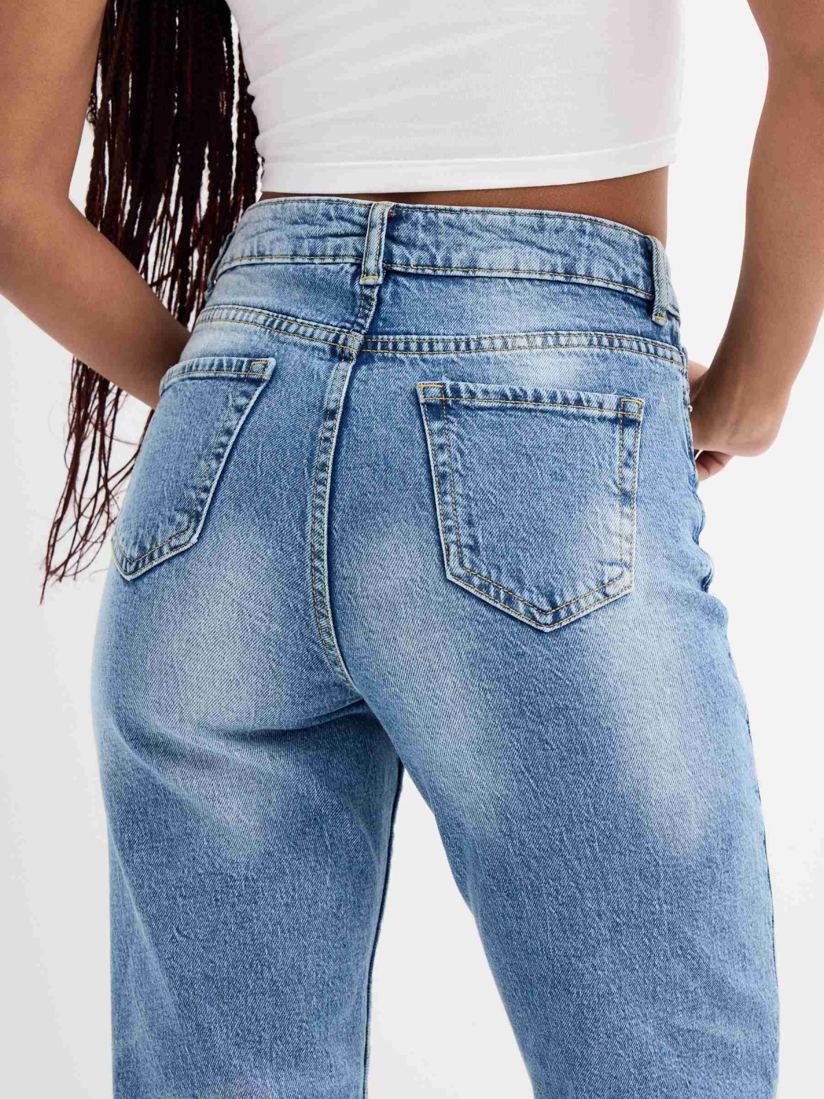 Jeans mãe azul escuro azul escuro vista detalhe