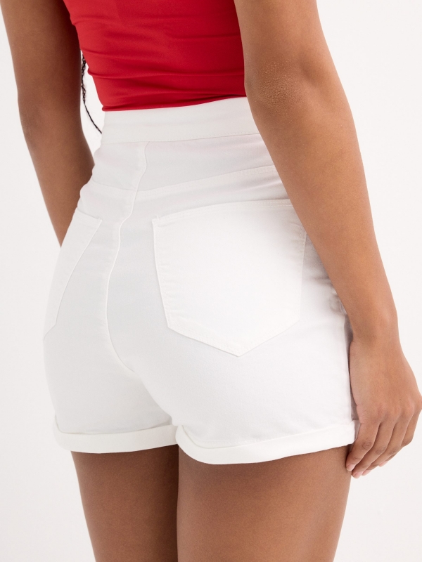High-waisted button shorts white back detail view