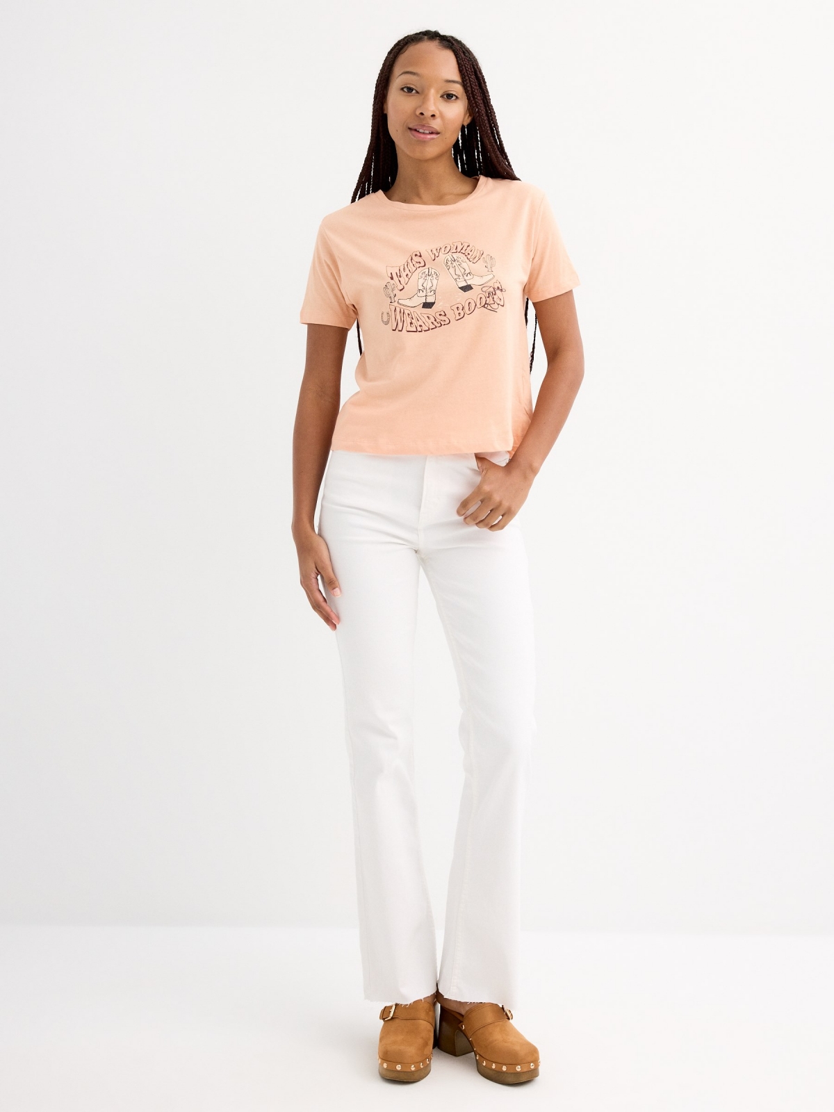 Jeans flare blanco blanco vista general frontal