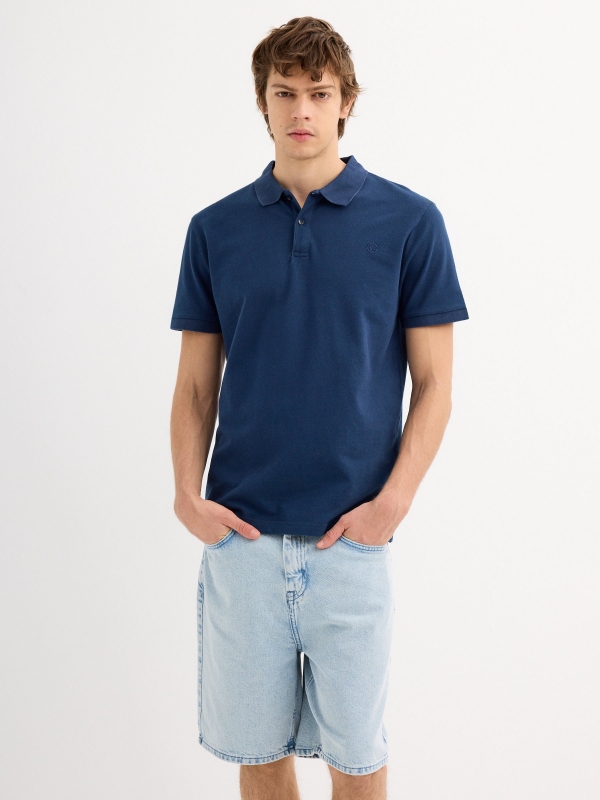 Regular denim bermuda blue middle front view