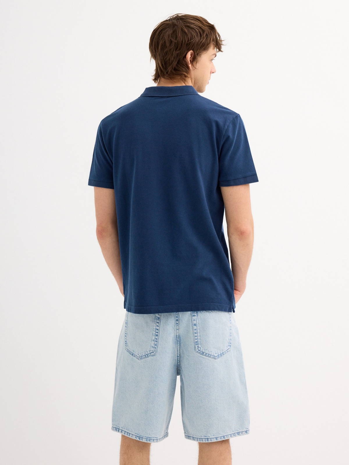 Regular denim bermuda blue middle back view