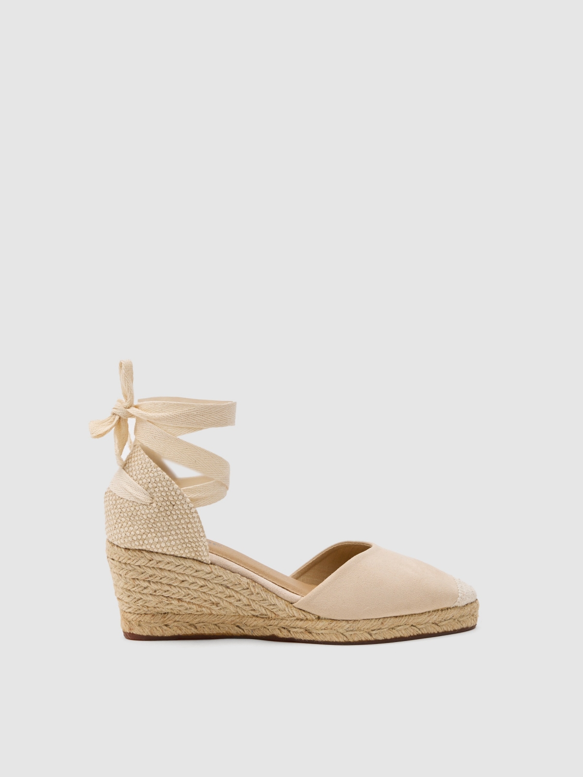 Espadrilha anabela areia vista perfil