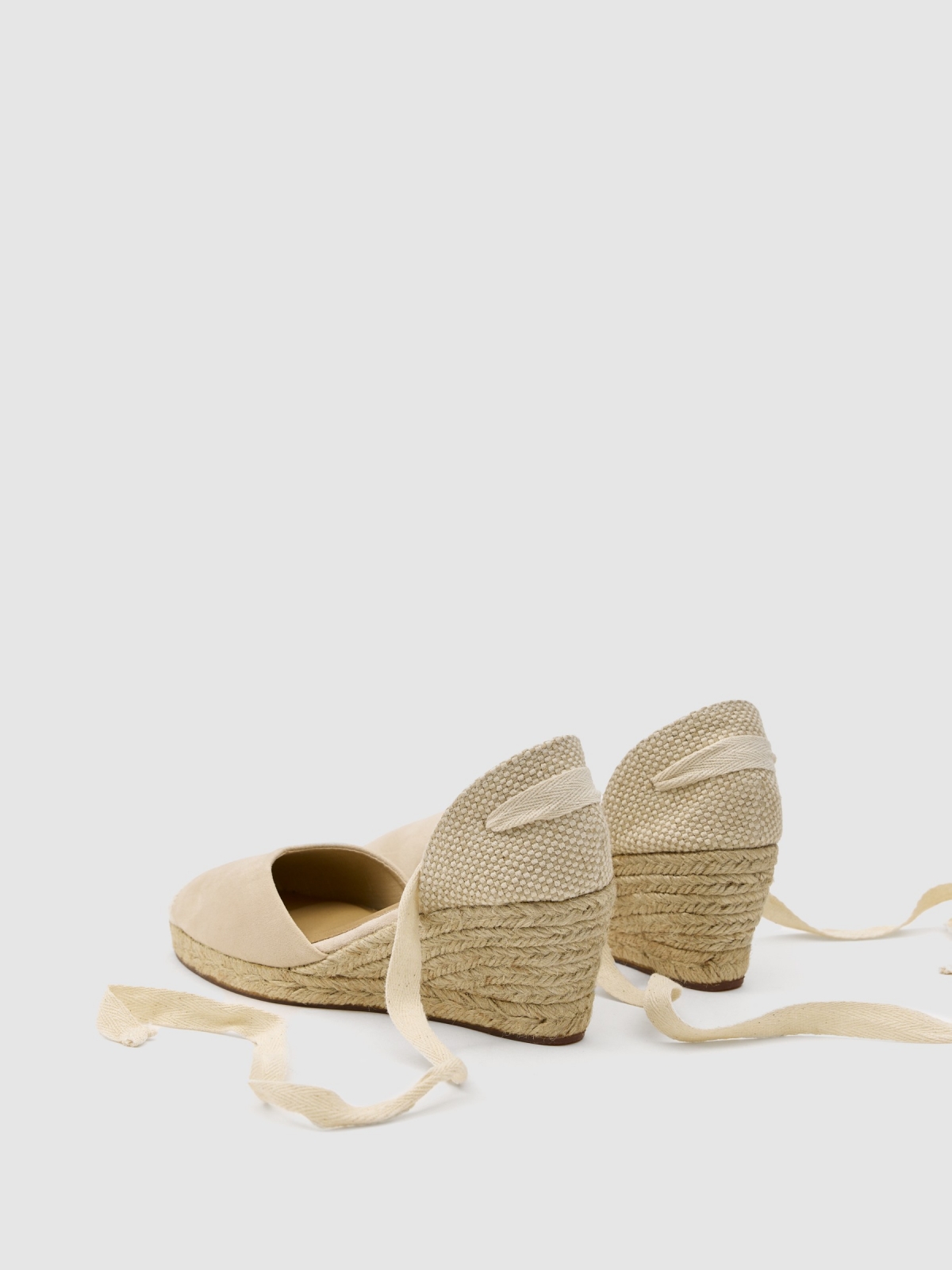 Wedge espadrille sand 45º back view