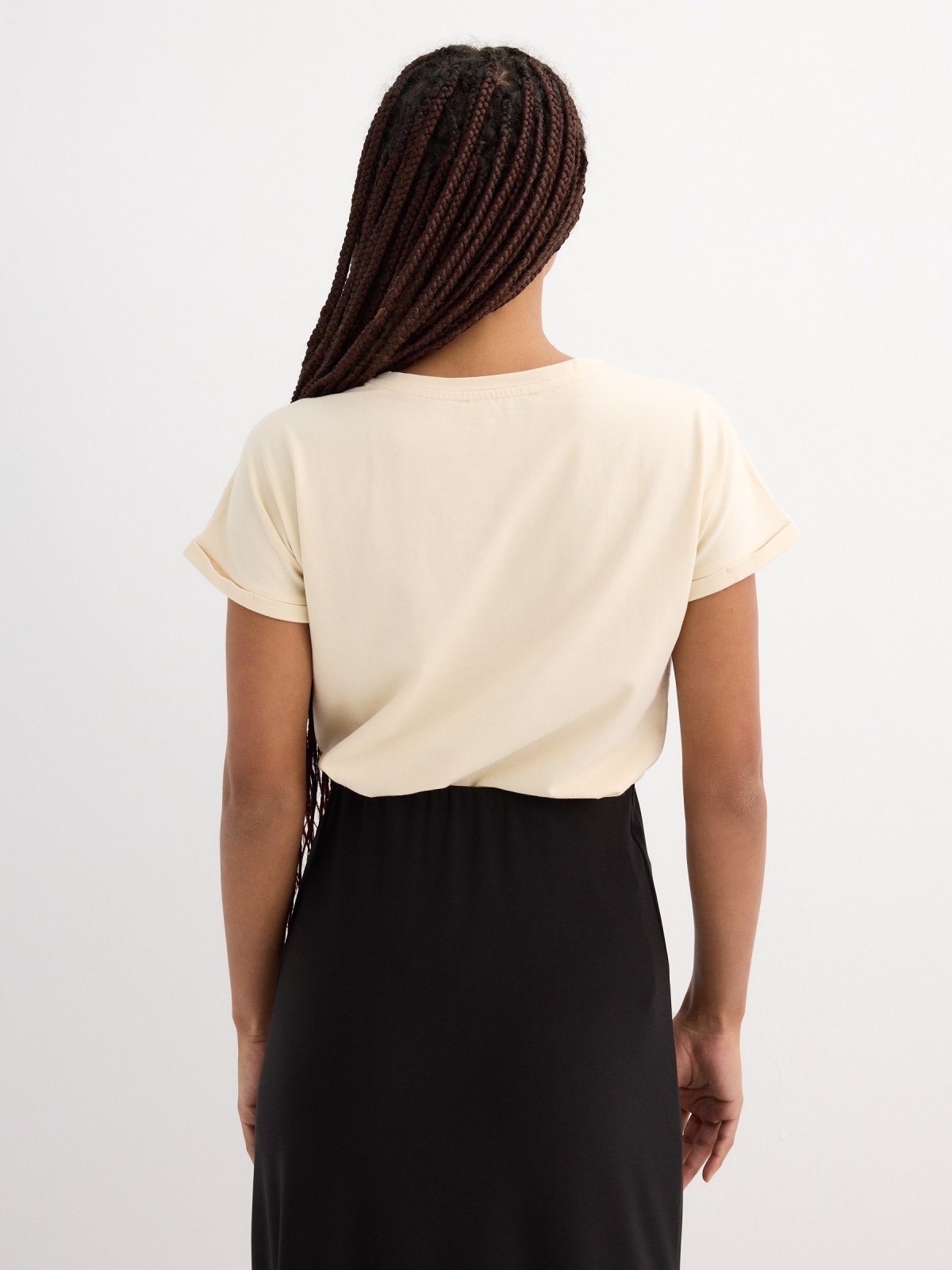 Short-sleeve inset shirt sand middle back view