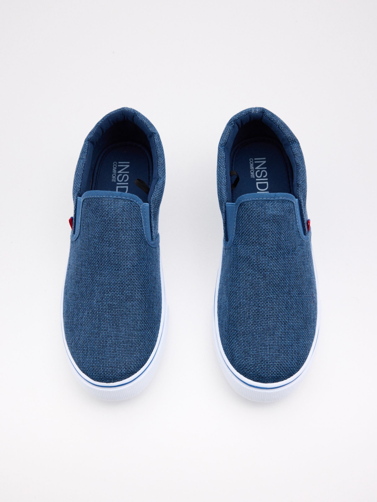 Blue canvas slip-on sneaker indigo blue zenithal view