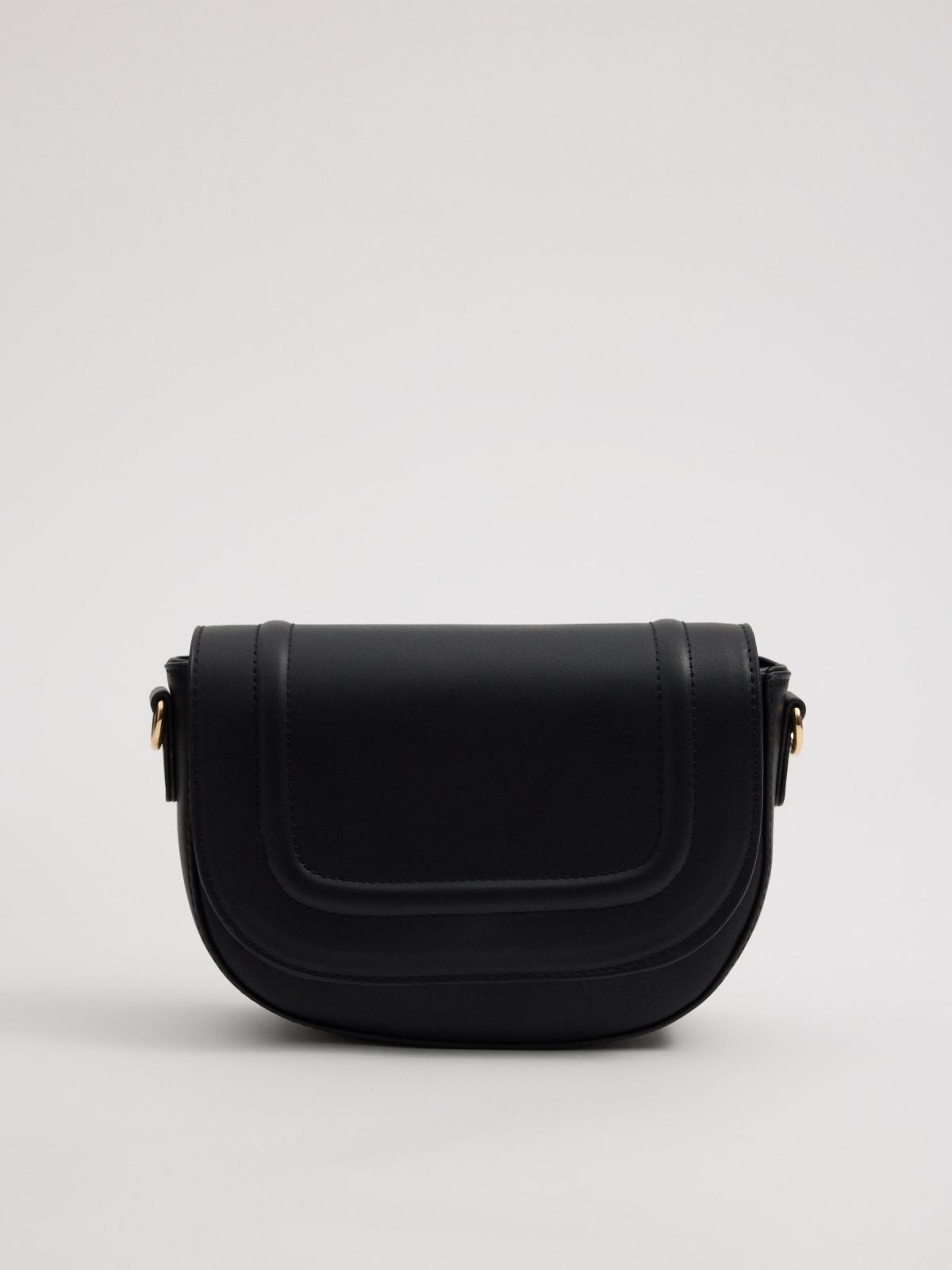 Black crossbody flap bag black general front view