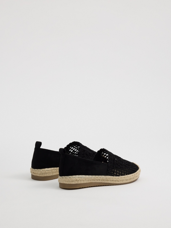 Black embroidered espadrilles black 45º back view