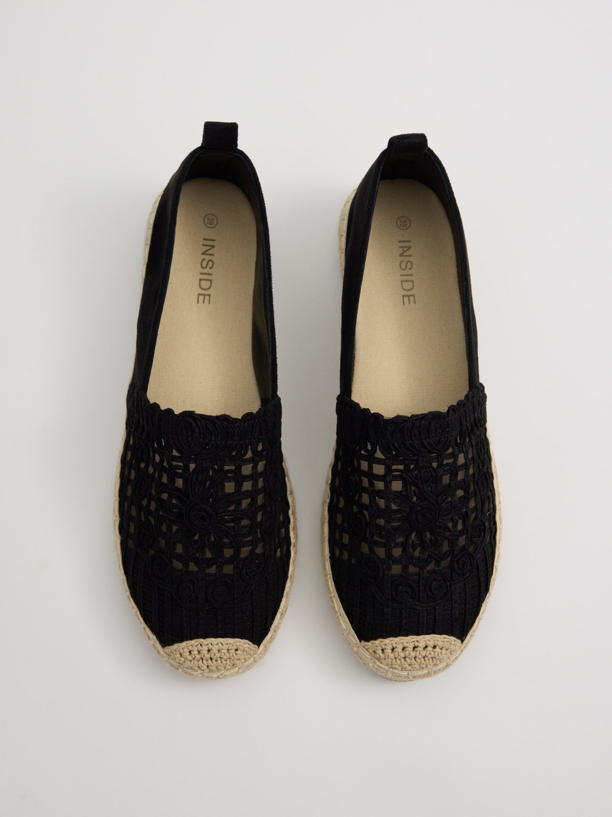 Black embroidered espadrilles black zenithal view