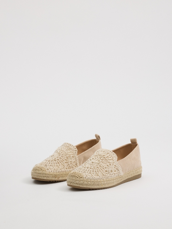 Embroidered espadrilles off white 45º front view