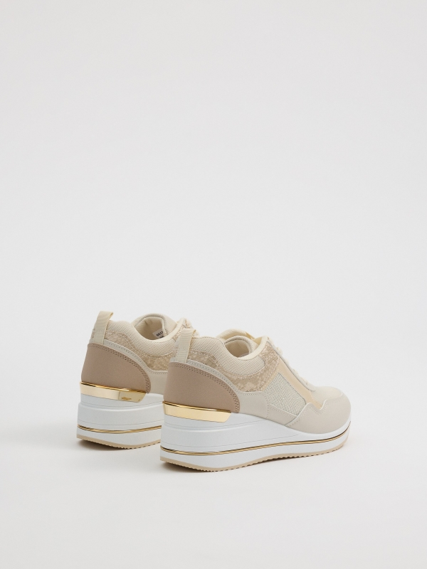 Wedge casual sneakers raw 45º back view