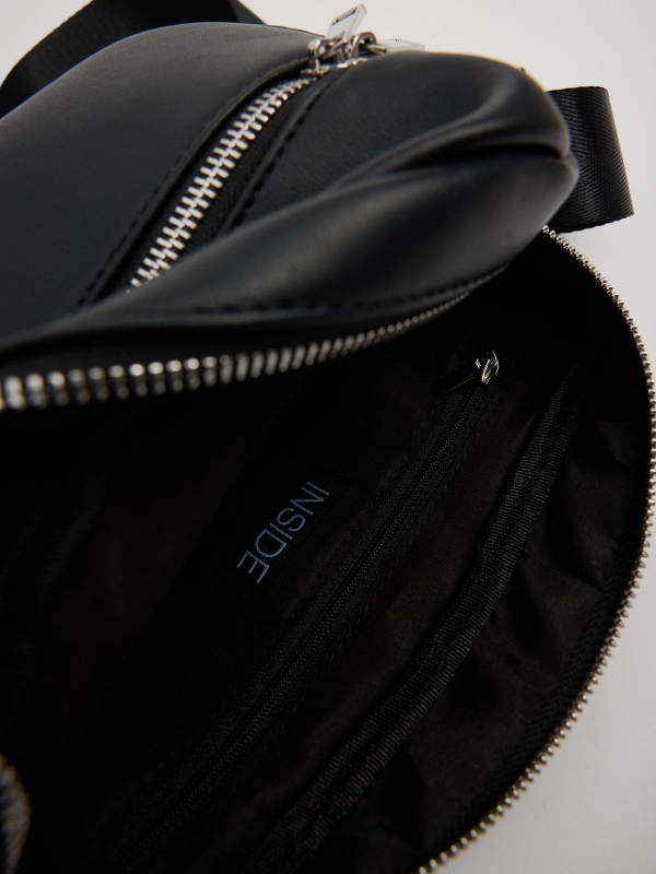 Black faux leather crossbody bag black interior view