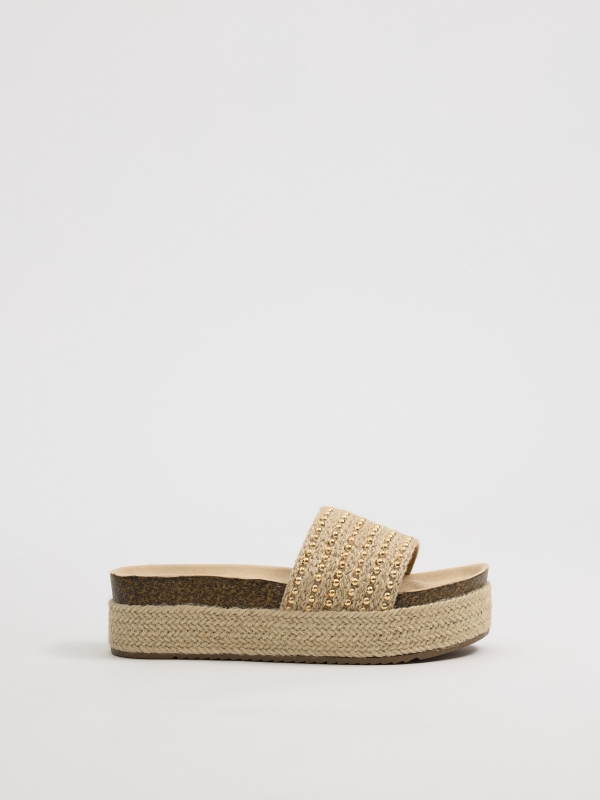 Platform espadrille sandals sand profile view