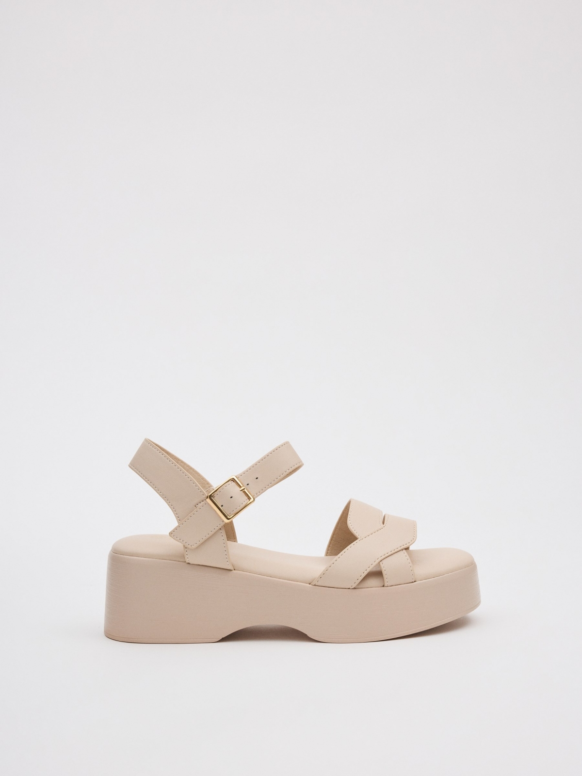 Platform strap sandals ivory profile view