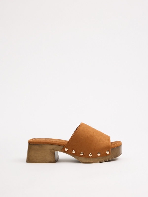 Camel microfiber clogs camel profile view