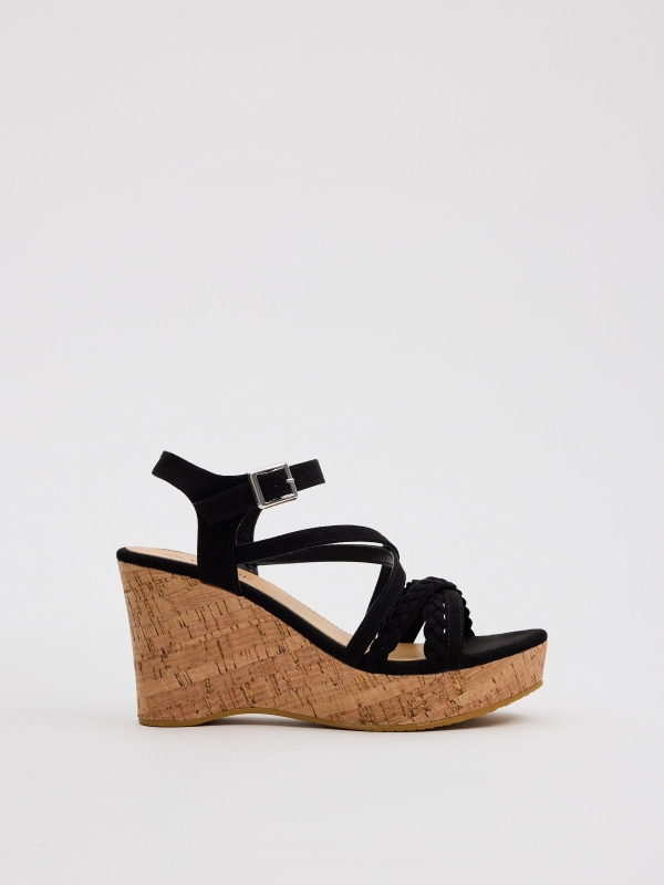 Wedges braided strips black profile view