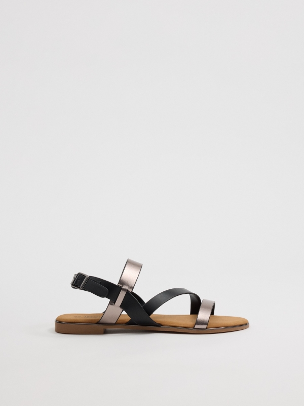 Cross-strap sandals black profile view