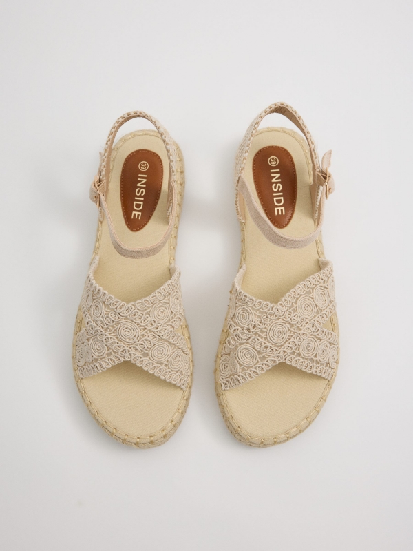 Jute sandals with crossed straps sand zenithal view