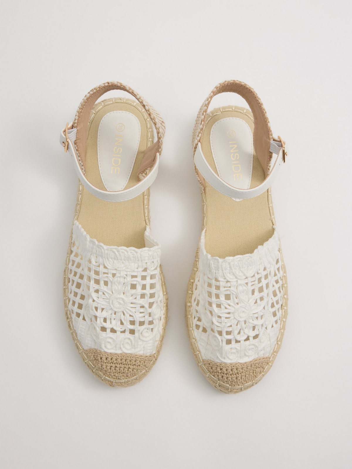 Closed-toe jute sandals ivory zenithal view