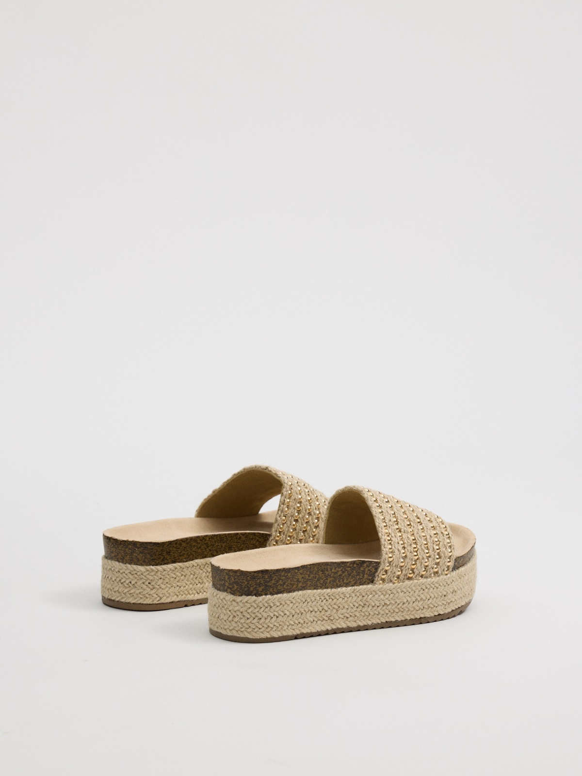 Platform espadrille sandals sand 45º back view