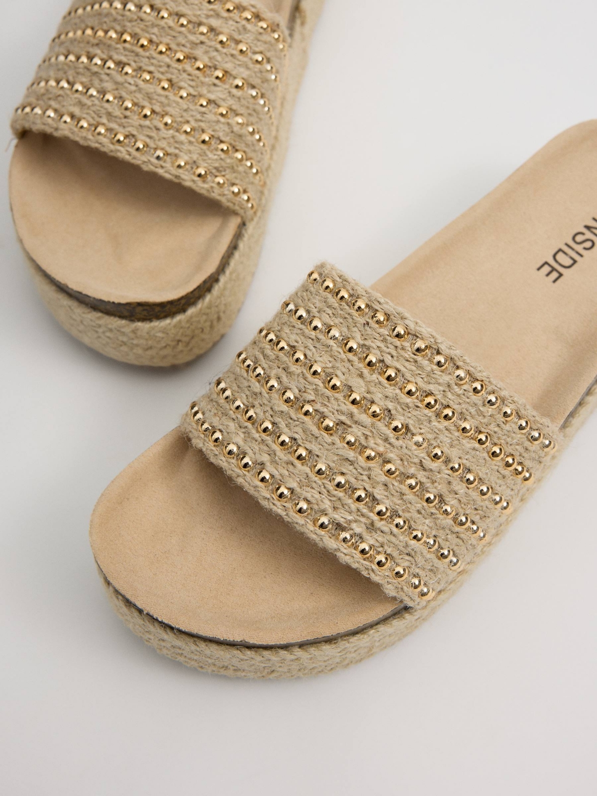 Platform espadrille sandals sand detail view