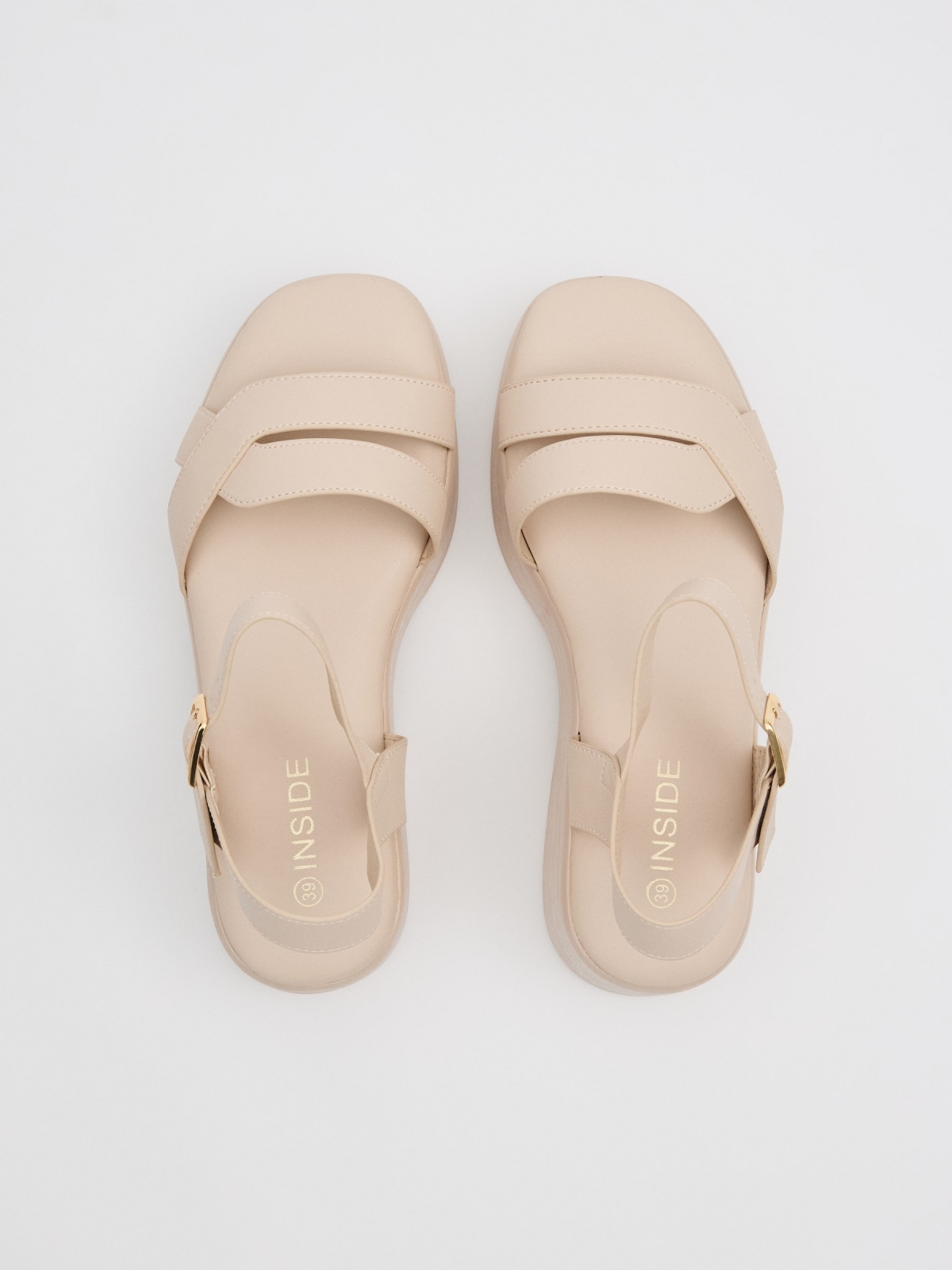 Platform strap sandals ivory zenithal view