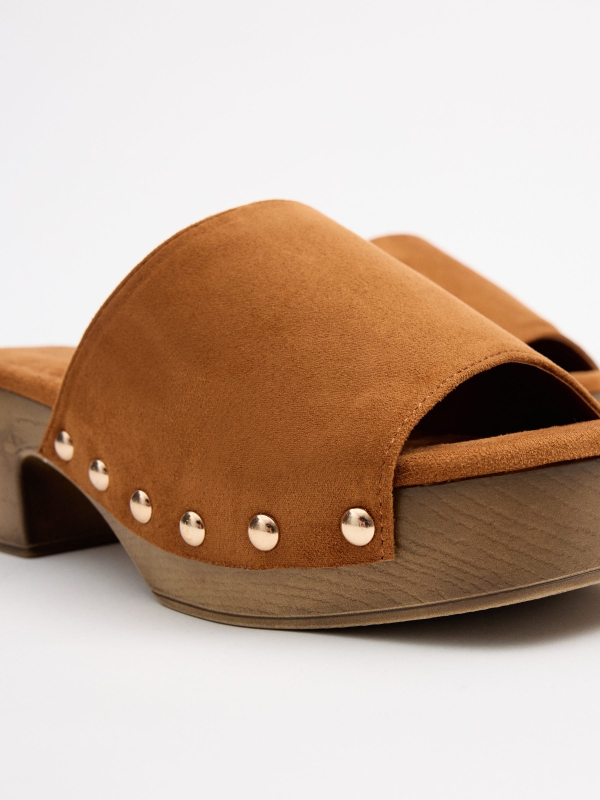 Camel microfiber clogs camel detail view