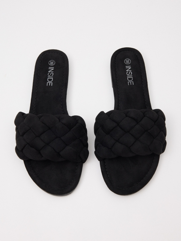 Braided slide sandal black zenithal view