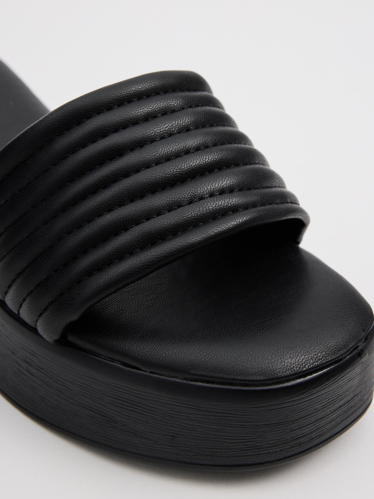 Wedge sandals faux leather black detail view