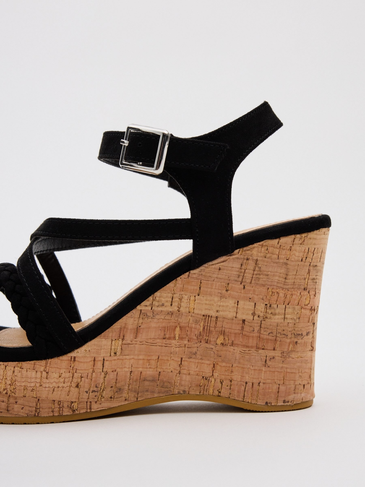 Wedges braided strips black detail view