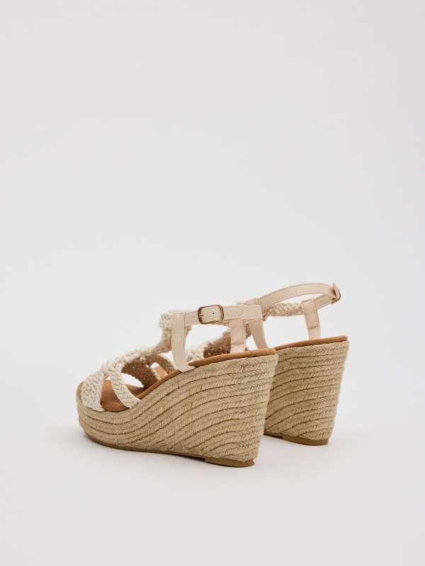 High wedge macramé sand 45º back view