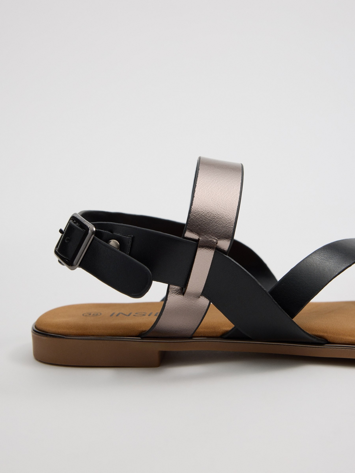 Cross-strap sandals black detail view