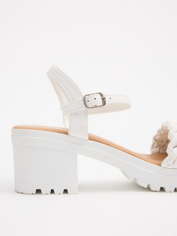 Platform sandals with braided strap white detail view