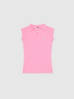 %Pto% Camiseta polo bordado rosa chicle vista frontal