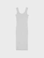 %Pto% Vestido midi aberturas gris melange vista frontal