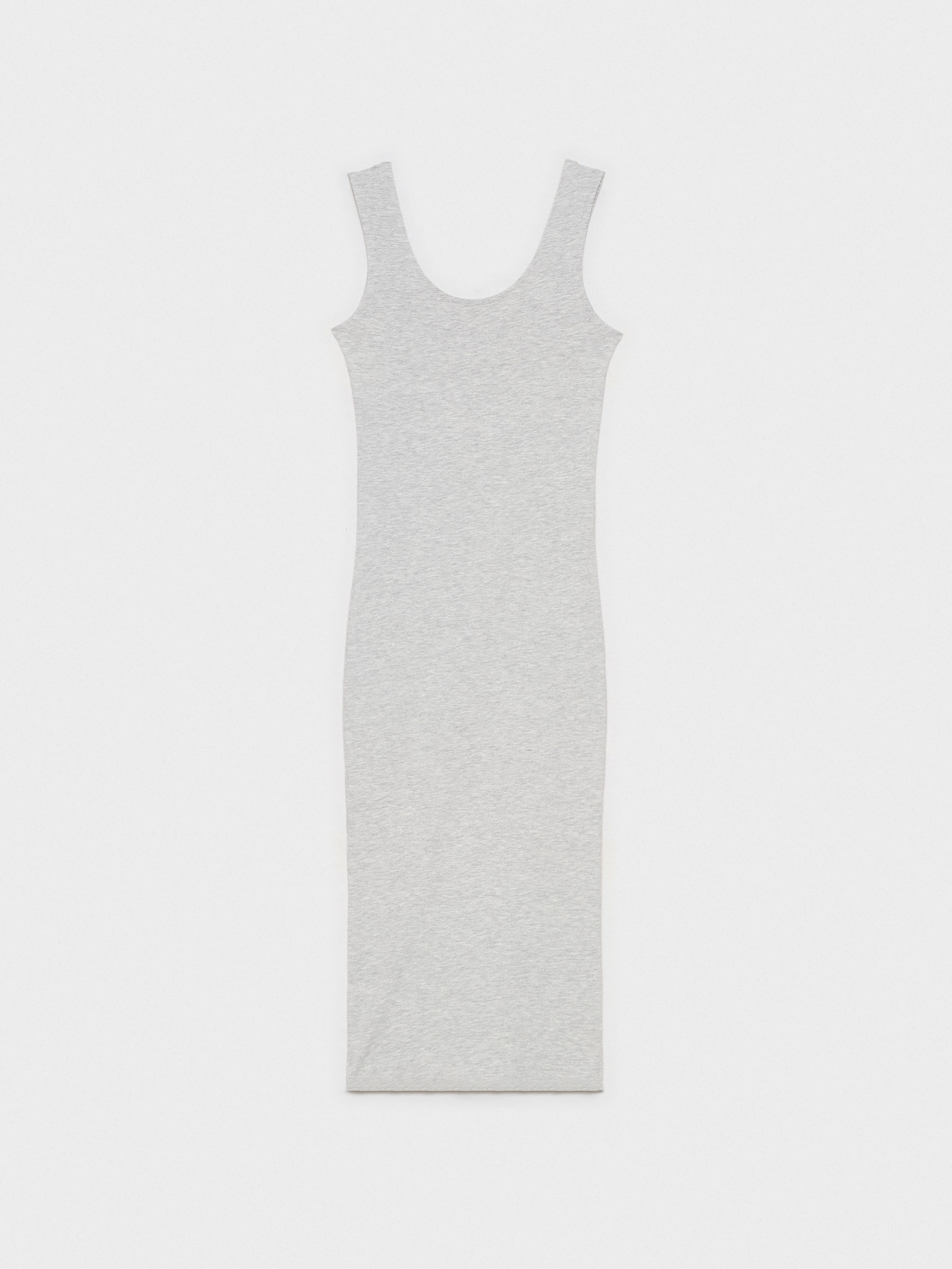 Slits midi dress melange grey three-quarter front view