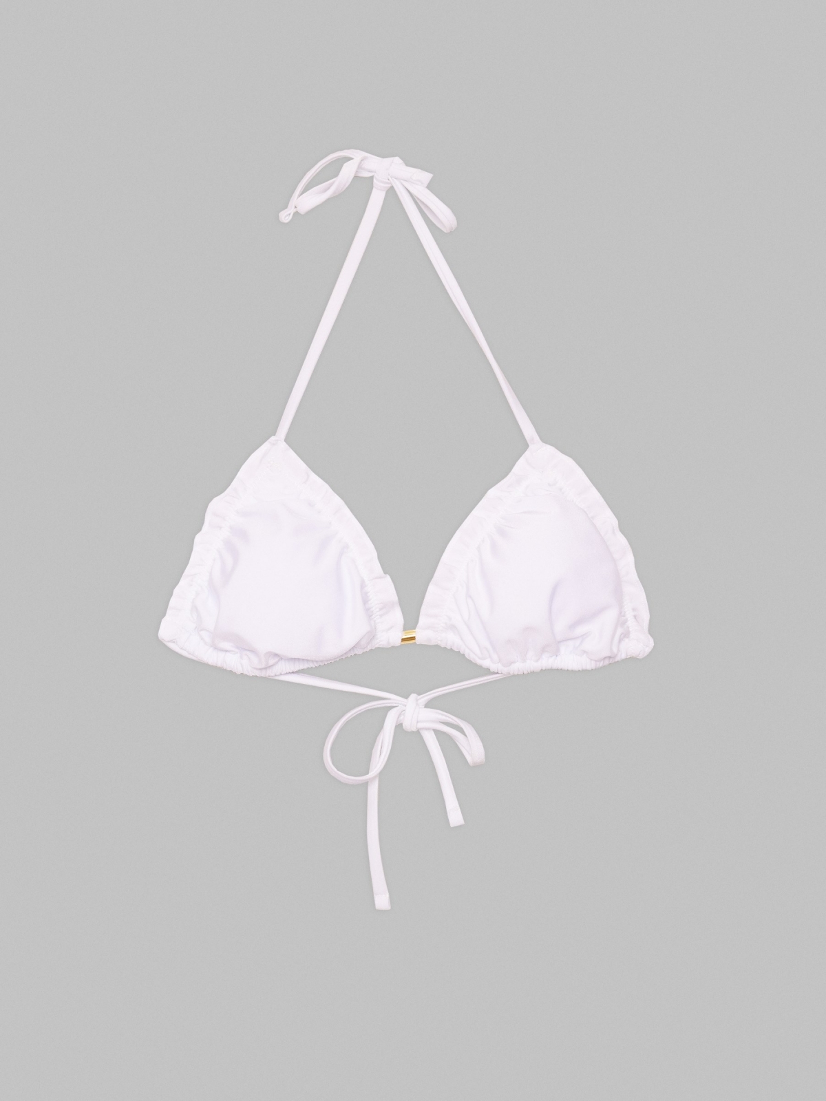 %Pto% Metallic effect bikini top white front view
